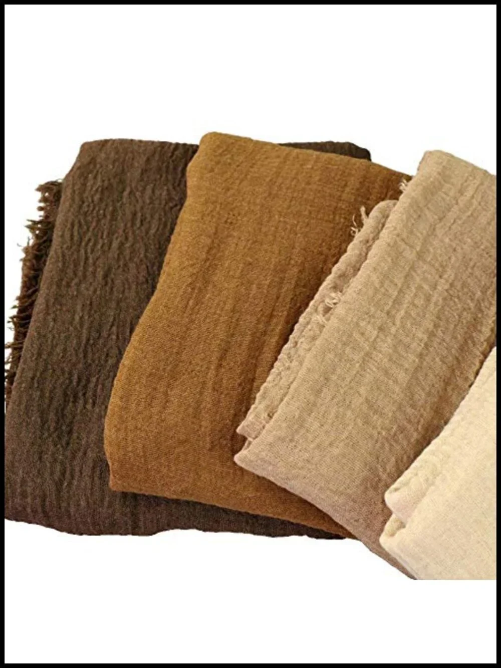 Cotton Blend Crinkle Vintage Soft Fringed Scarf Shawl Wrap 35x70